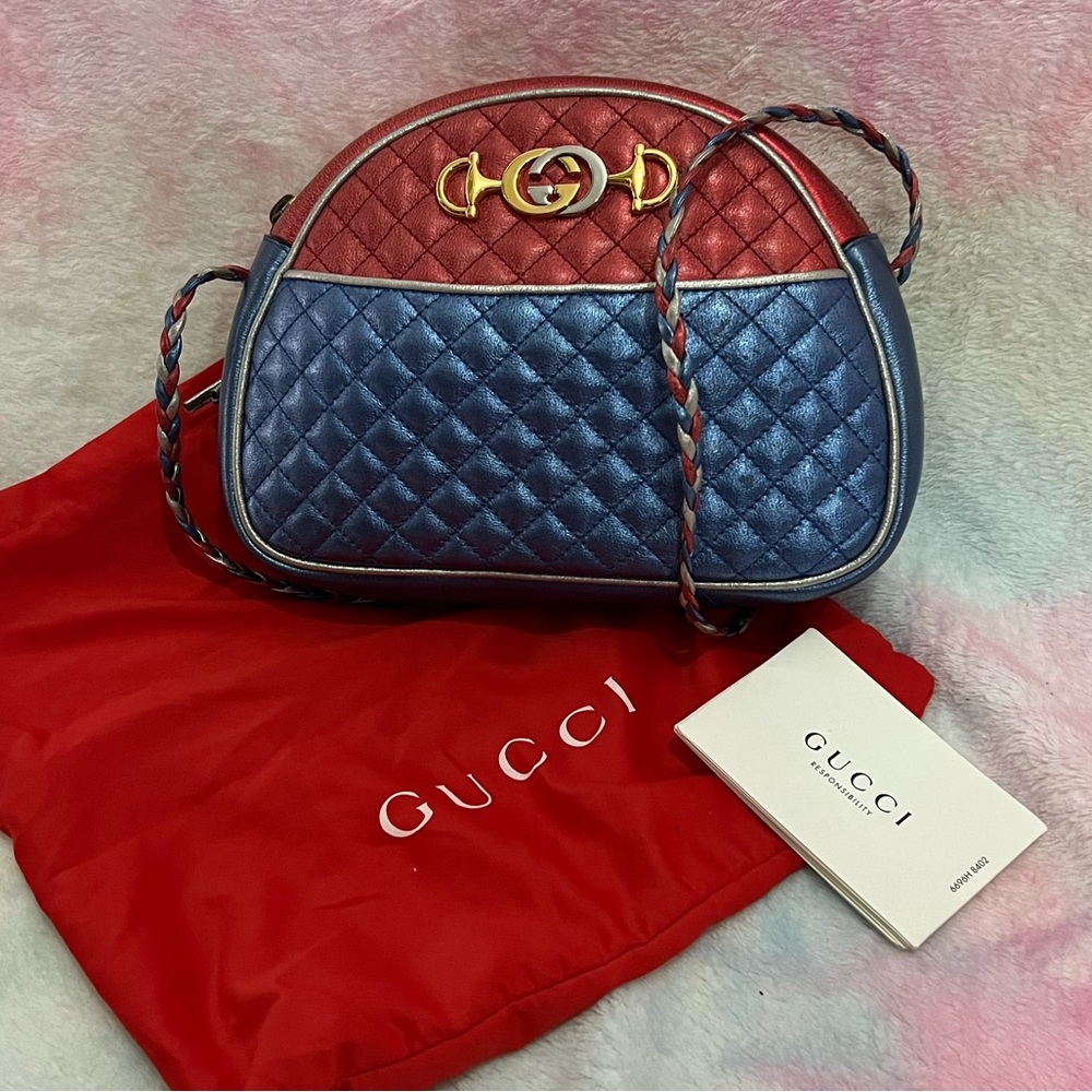 Gucci Trapuntata Mini Quilted Metallic Leather Cross Body Bag